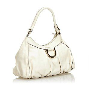 Gucci White Leather Abbey D-Ring Handbag